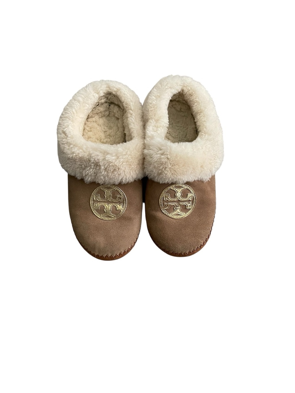 Tory Burch Coley calf leather fur lined tan slipper - 8.5